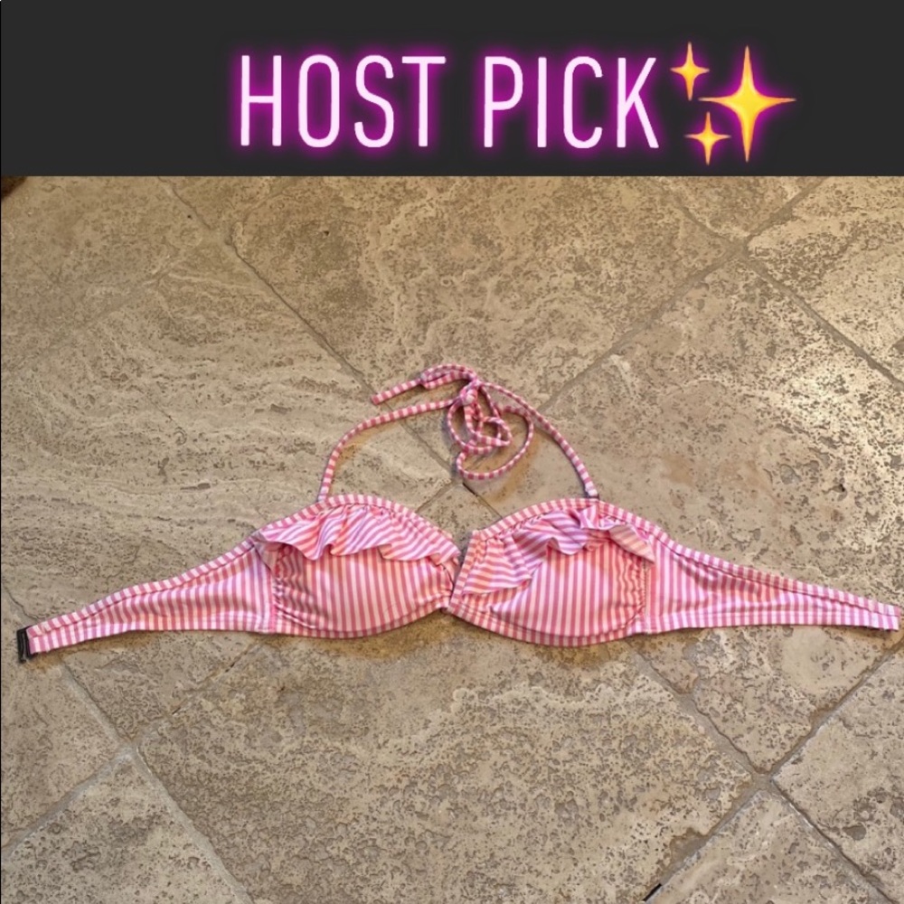 Abercrombie & Fitch Pink/White Striped Bikini Top